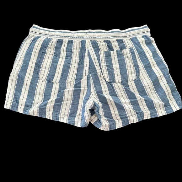 Old Navy XXL High Waisted Textured Cotton Striped Shorts Pull On Blue White 2X - Picture 2 of 4